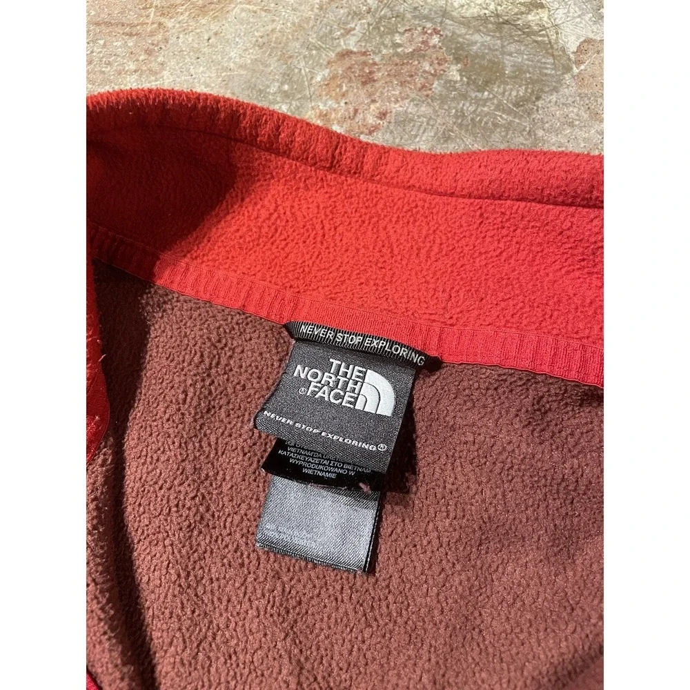 The North Face 1/4 Zip Pullover Red Fleece Long Sleeve‎ Sz XL *